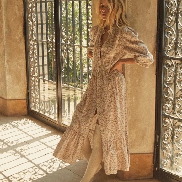 DOEN Darby Midi Dress Buttondown Floral Printed Eyelet Embroidered S New 269969 - Picture 4 of 12